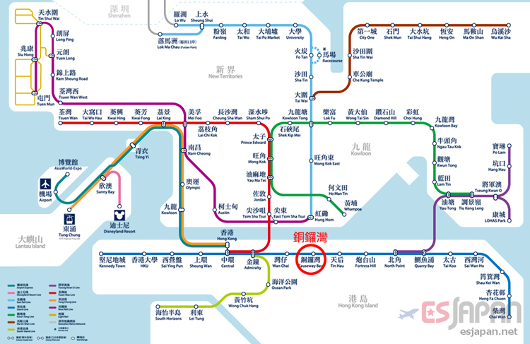 香港MTR路線図