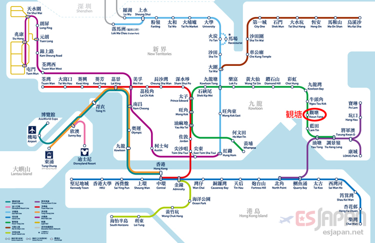 香港MTR路線図